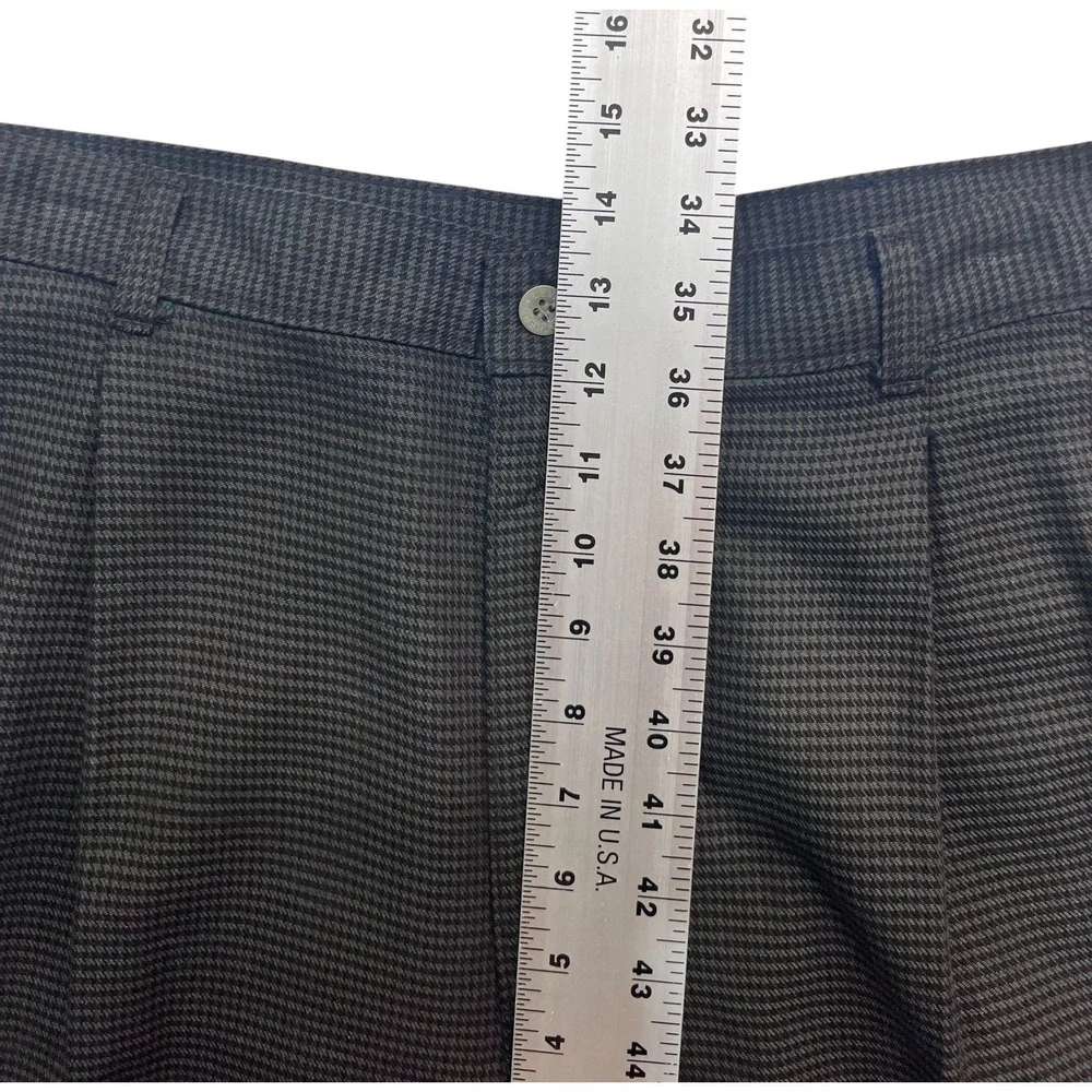 vtg 90s Dockers 38x30 Green Brown Houndstooth Cotton Pants Trousers Pleated USA